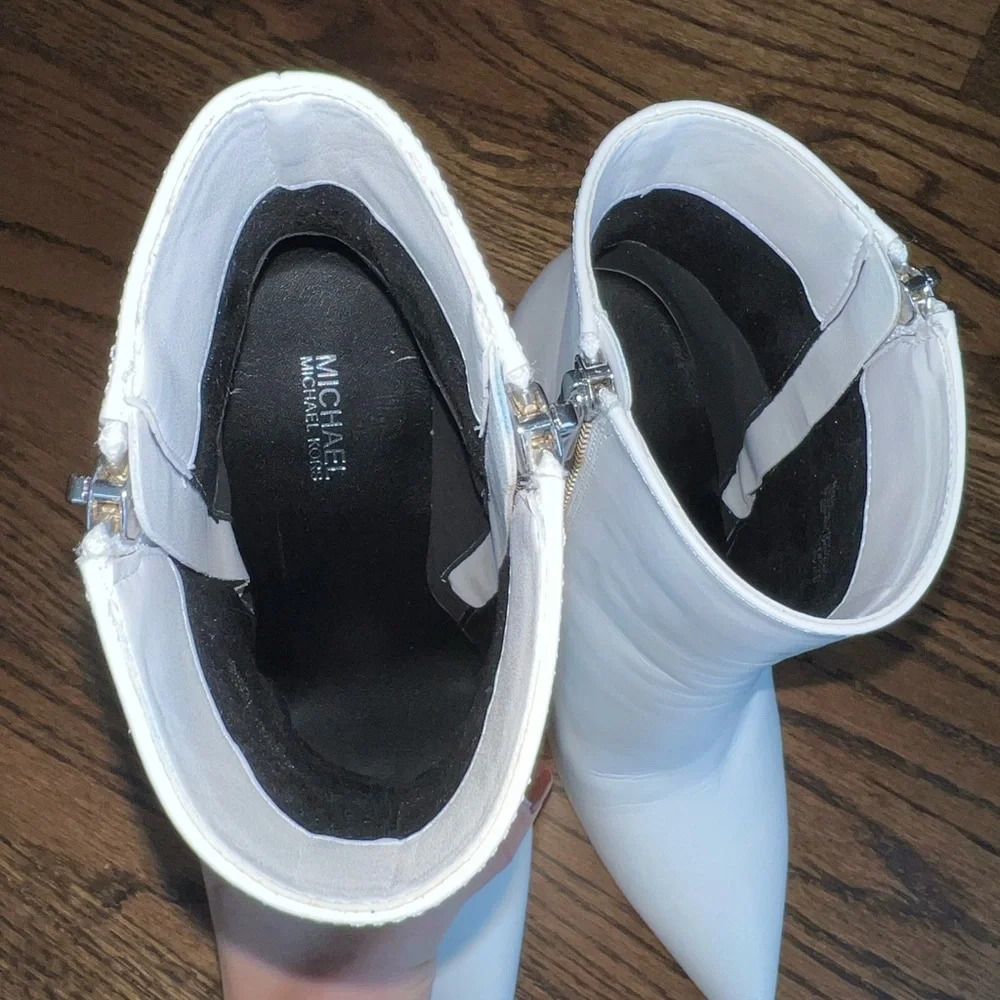 Michael Kors White Pointed Toe Ankle Boots